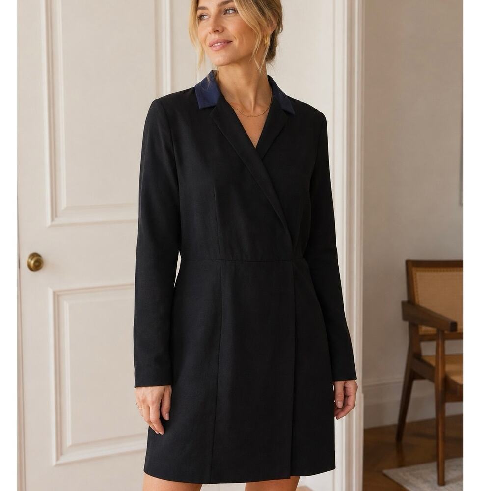 & Other Stories Black Blazer Shirt Dress Luxury Chic French Girl Office Dress 8